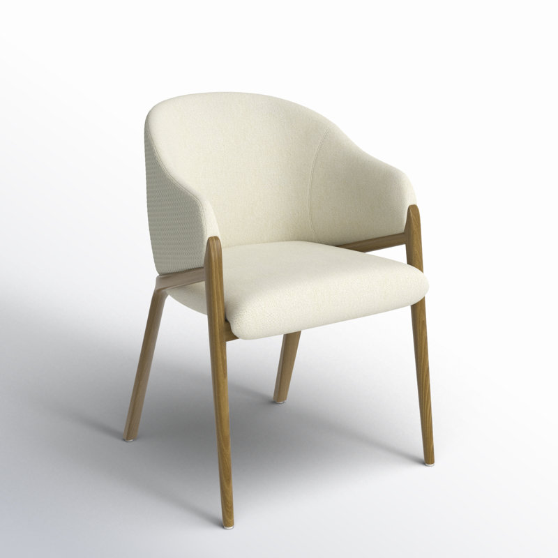 Coffey Solid Back Arm Chair in Walnut/Cream