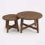 Ensemble de 2 tables basses gigognes rondes, fini noyer, tables d'appoint modernes, structure en X, empilables, idéales pour le salon, la chambre ou le balcon.