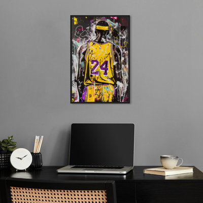 Art mural tendance sur toile jaune graffiti basketball par Notoriart