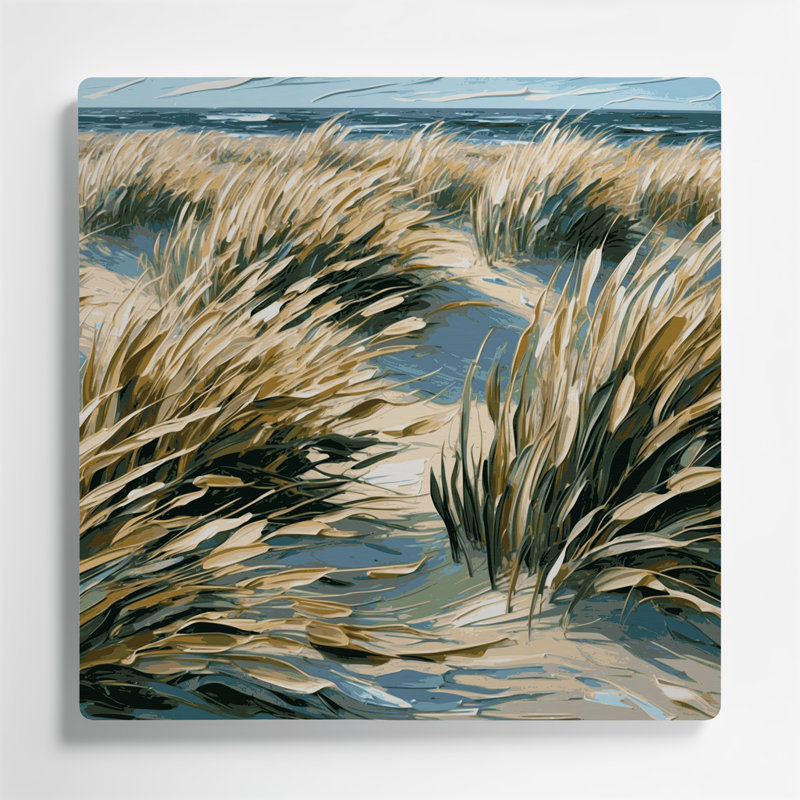 Art mural en métal beige à motif de dunes côtières, H 32 po x l 32 po
