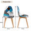 40.5cm Patchwork Linen Nordic style Dining Chairs with Solid Wood Legs-585766150