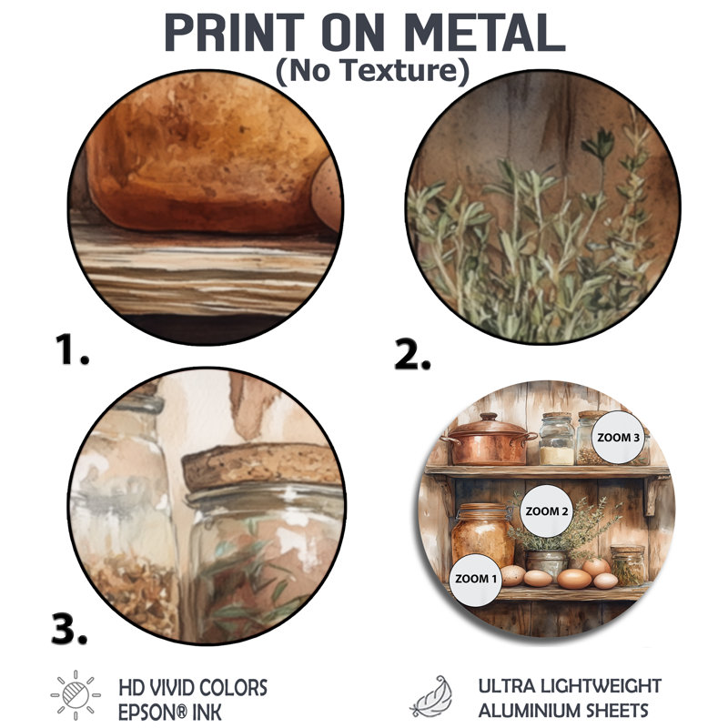 Tablette de cuisine rustique nature morte - décoration murale ronde en métal, L 29 po x H 29 po