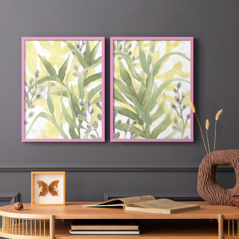 Sea Grass Fresco III - reproduction encadrée de qualité supérieure - prête à être accrochée - aucun clou requis - aucun clou requis
