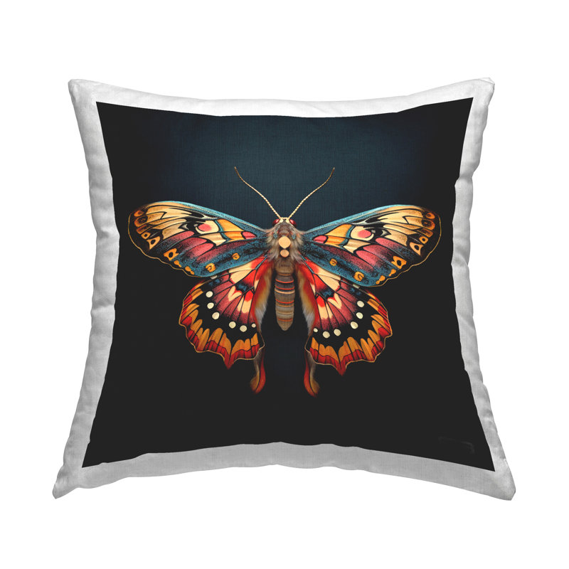Coussin décoratif à motif de papillon de nuit Vivid