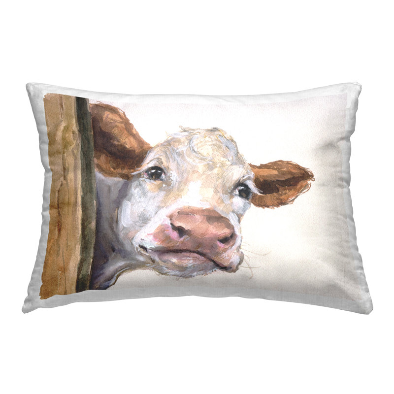 Coussin souriant "Peeking Cow" par GeorgeDyachenkoArt