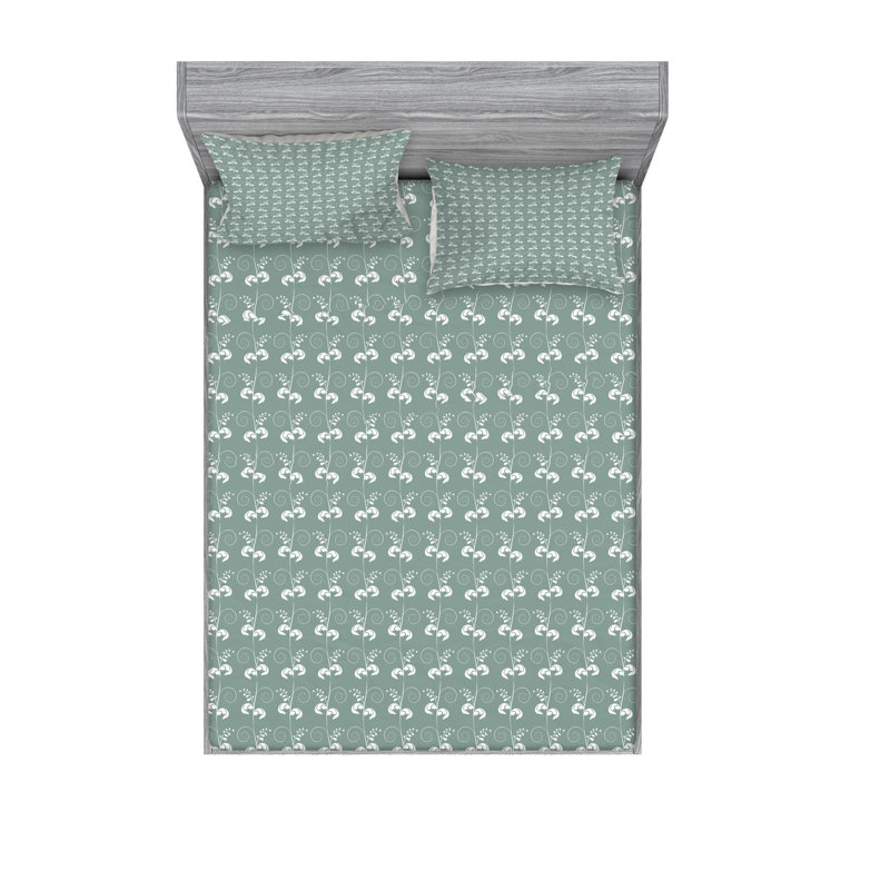 Microfiber Abstract Sheet Set, Queen Sheet Set with Fitted Sheet
