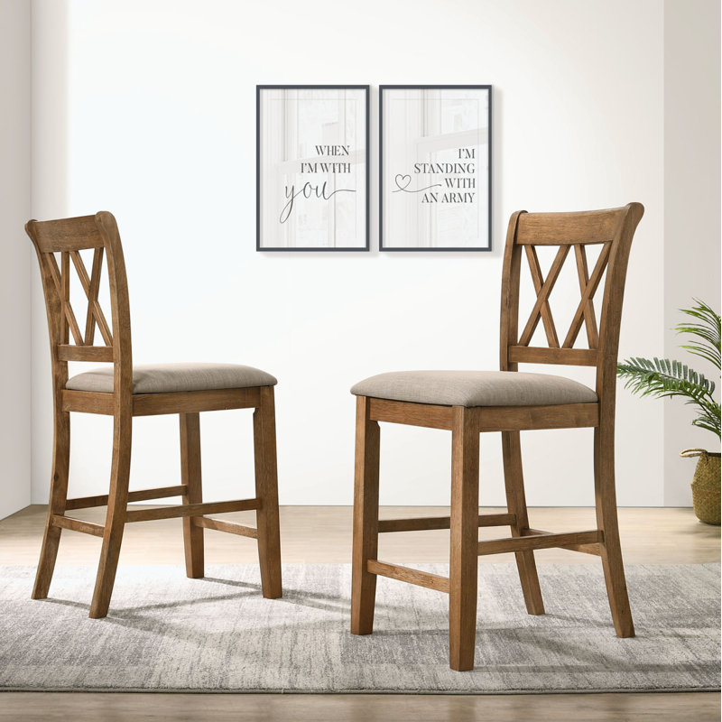 Upholstered Counter Height Barstools, Set of 2