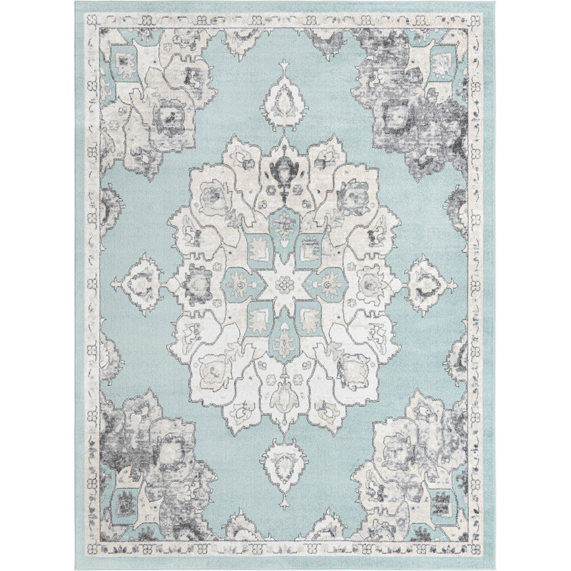 Tapis bleu traditionnel Traditional Troayurgh, Rectangle 9 pi x 12 pi
