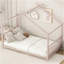 Lit plateforme simple en métal, rose-1991379150