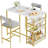 Dining Bar Table Set With 3 Storage Shelves, Pub Bar Counter Table With 2 Footrest Chairs-1337629338
