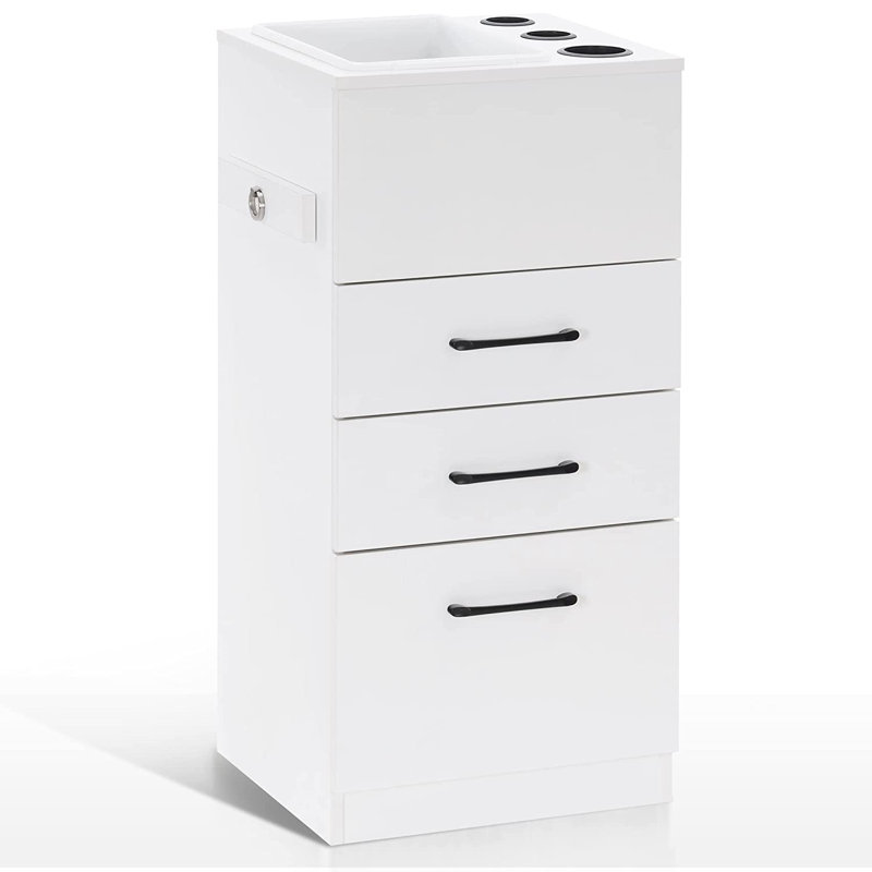 Salon Cabinet with Tool Holder Makeup Organizer, White