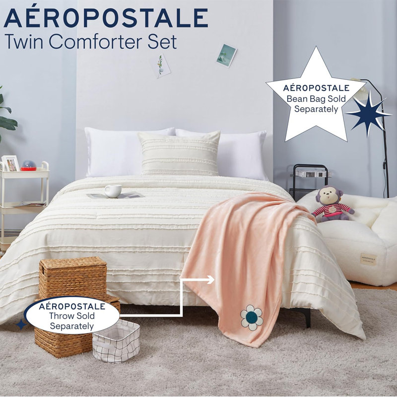 Aeropostale Eloise Eyelash Bedroom Comforter And Matching Sham Set, Twin Comforter + 1 Standard Sham