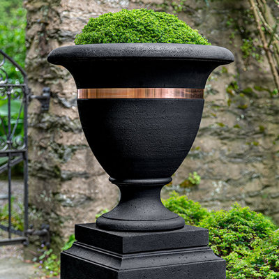 Copper Banded Handmade Urn Planter