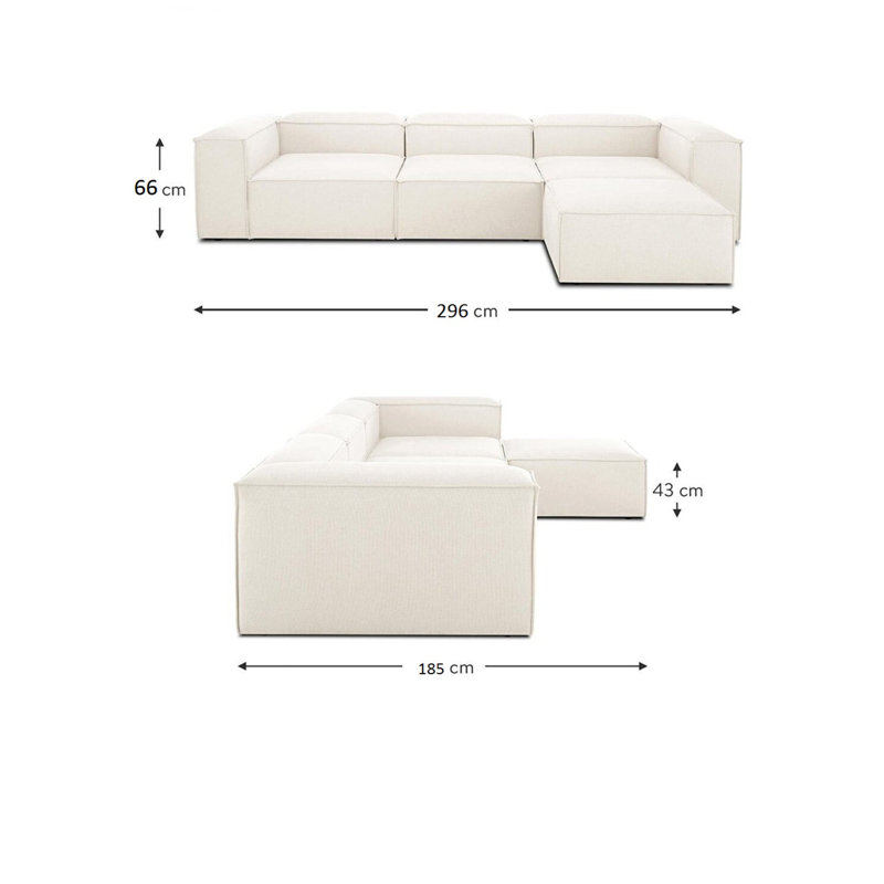Corner Sofa, White 100% Linen