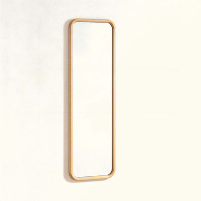 Solid Beech Wood Full Length Mirror, Freestanding Floor Mirror with Stand, Natural Wood Frame Body Mirror for Bedroom Living Room, 2-in-1 Wall Mounted Dressing Mirror