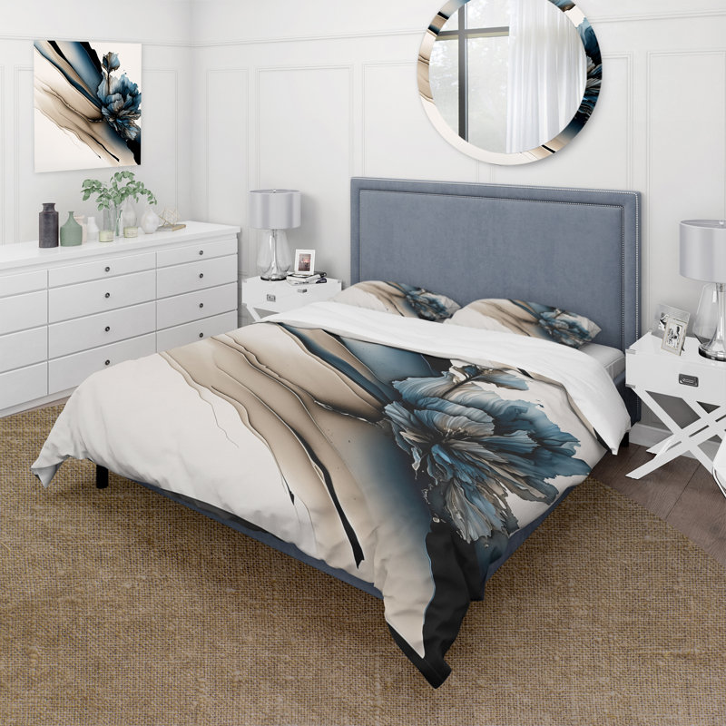 Ensemble de housse de couette en microfibre / polyester hyperréaliste pivoine II
