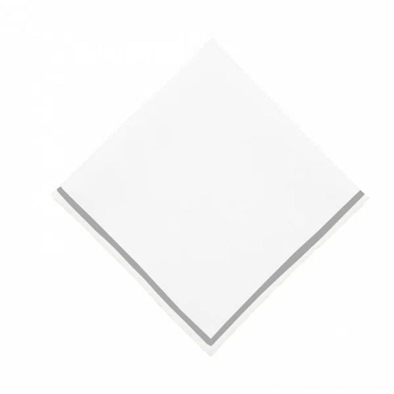 Single Embroidery Border Cotton Napkins (Set Of 4), White/Light Gray, 20" x 20"