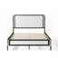 Structure de lit grand avec tête de lit blanche, aucun sommier requis, support en métal robuste
