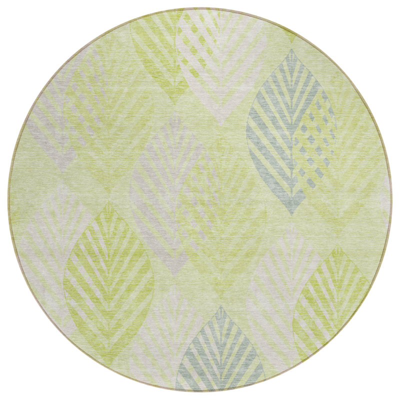 Neysa Washable Floral Indoor / Outdoor Rug, Round 8'