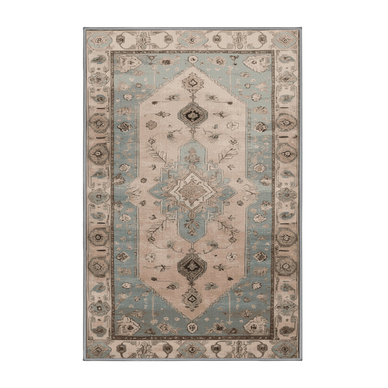 Machine Washable Afyon Gray Area Rug, Rectangle 6' x 9'