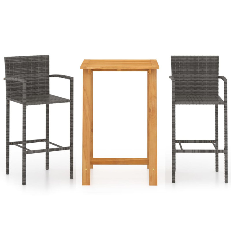 Didi Square 3- Piece 2- Person Bistro Set, Grey
