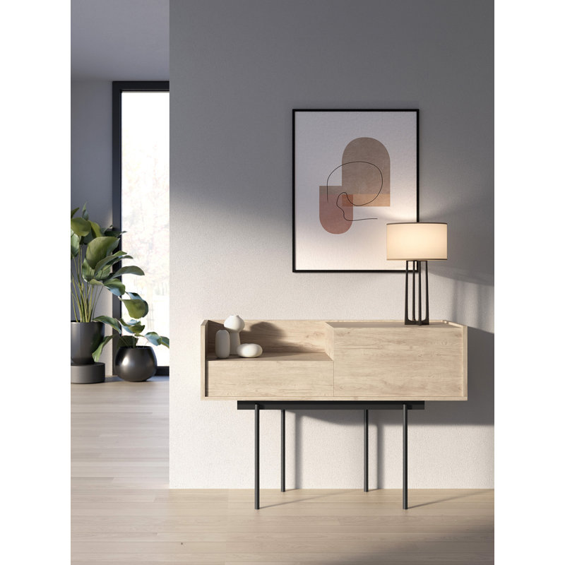 Amesfield 98cm Console Table, Graphite, Light Oak/Graphite, 84cm x 122cm x 41cm
