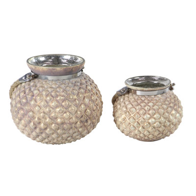 Ensemble de 2 lanières en verre rondes en détresse coastal
