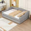 Lit de jour double rembourré en bois avec couchette, lumières DEL et lattes-698504030