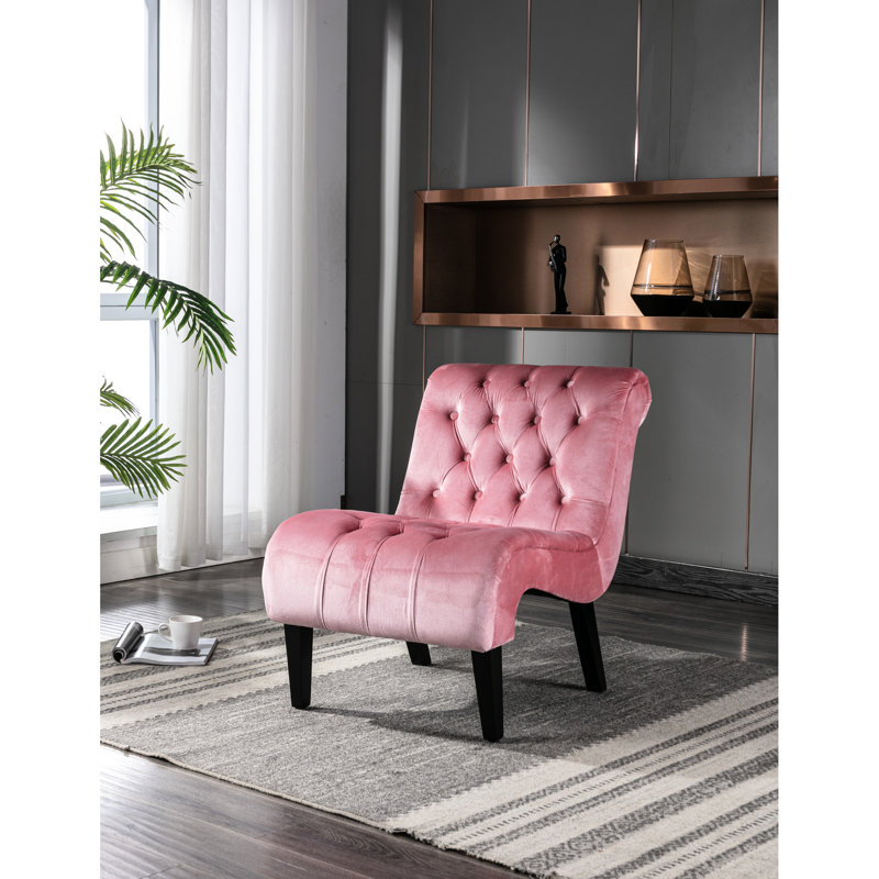 Chaise de salon confortable en velours rose avec coussin éponge et pieds confortables - Décoration intérieure, Rose