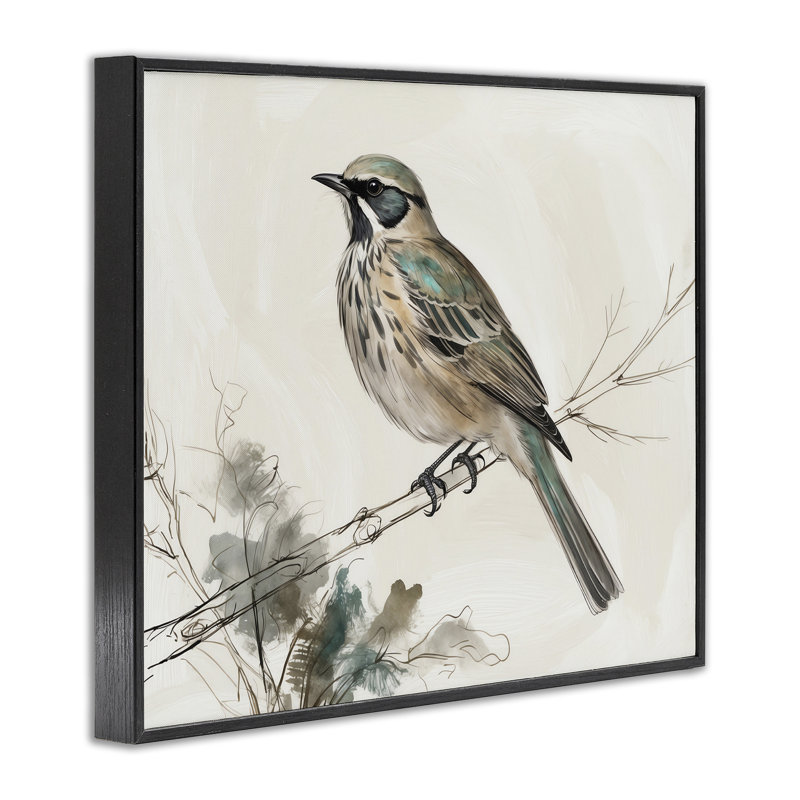 Illustration perchée d'un oiseau perché, giclée par LSR Creative Studio, Giclée encadrée noir minuit, H 16 po x l 20 po