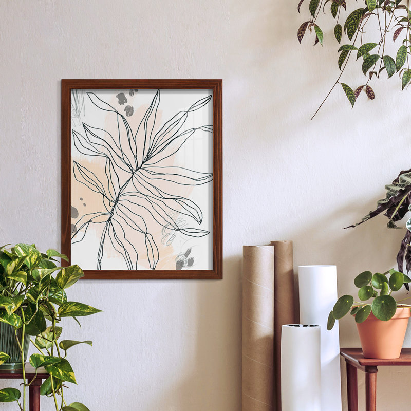 Palm, croquis I encadré sur papier, H 15 po x l 12 po x P 1 po, Châtaigne