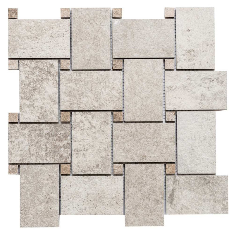Carreau de mosaïque en porcelaine tressée 12 po x 12 po The Wilds, Beige / gris