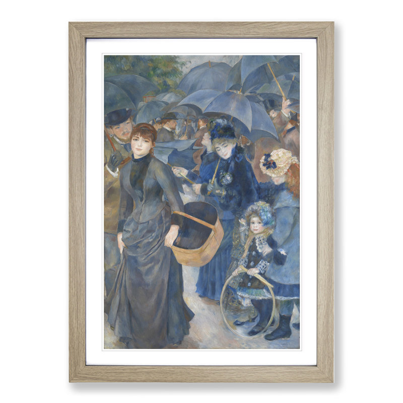 The Umbrellas by Pierre-Auguste Renoir - Picture Frame Painting, 36cm H x 27cm W x 2cm D, Oak