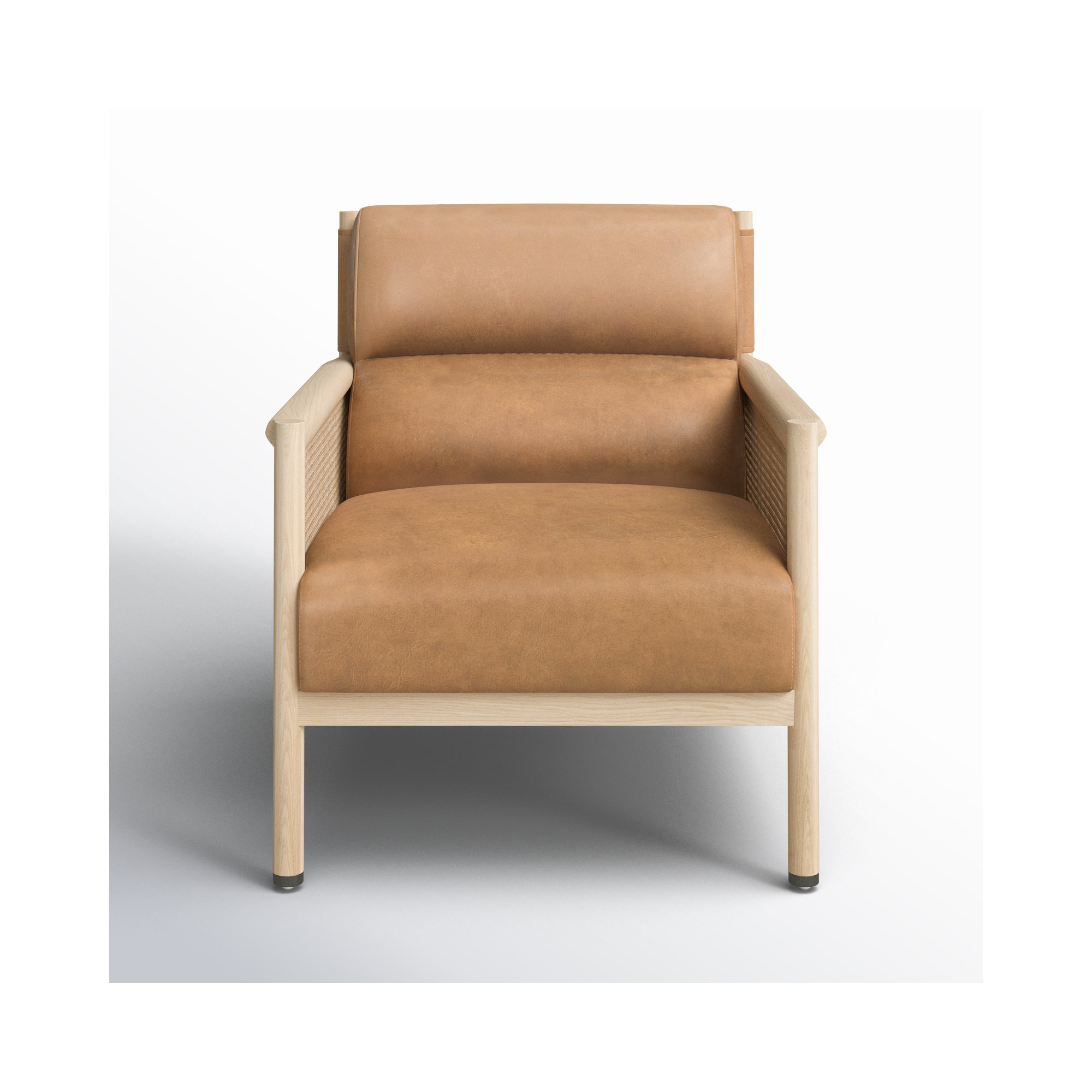 Paralimni Upholstered Armchair, Kennison Cognac Genuine Leather
