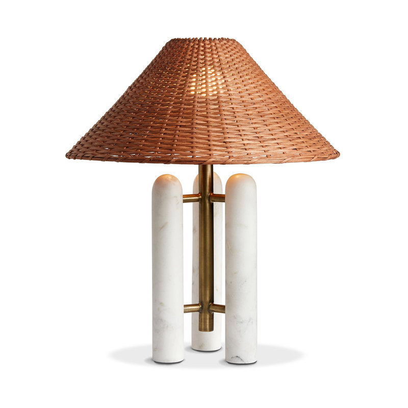 Medici Table Lamp, Brown, Rattan, White