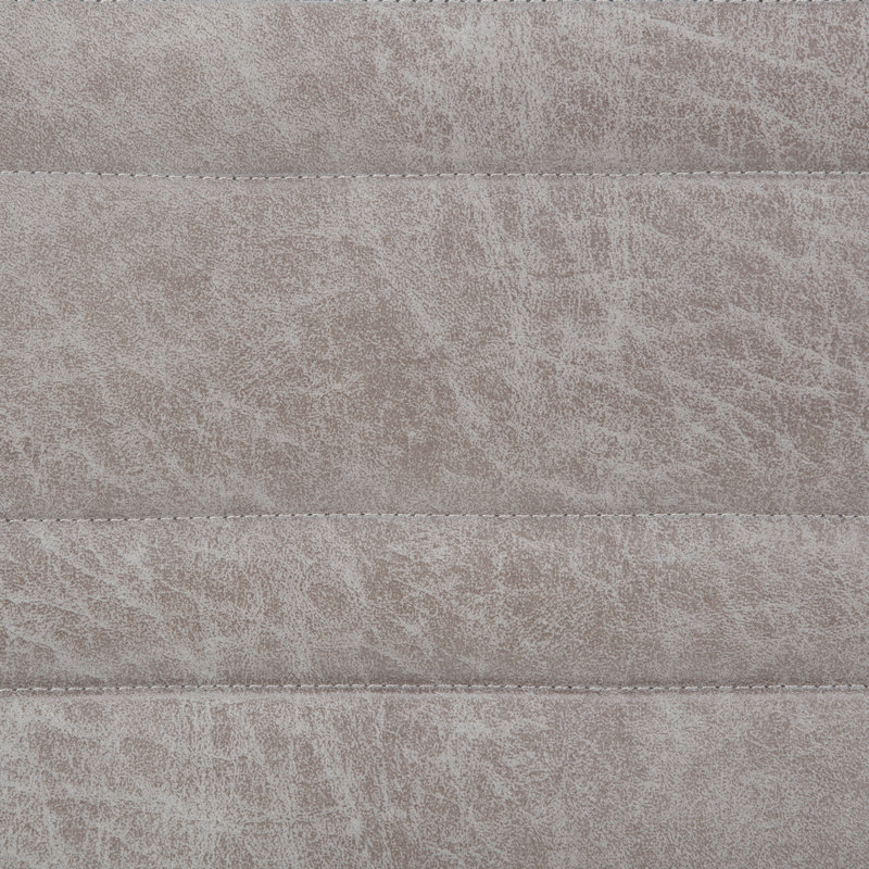 Banc repose-pieds moderne en cuir végétalien avec coutures matelassées Casey, Gris taupe délavé