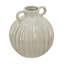 Decorative Round Ceramic Flower Vase with Small Handles and Textured Motif - 9" x 9" x 10" - Gold