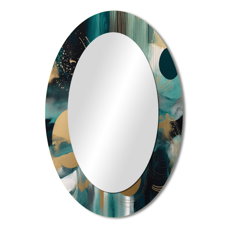 Miroir mural Vivid Emeral And Gold Contours Circles IV, 36 po x 24 po