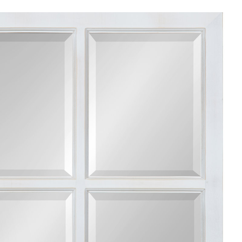 Busby Solid Wood Flat Mirror, White, 41.5" x 17.5"