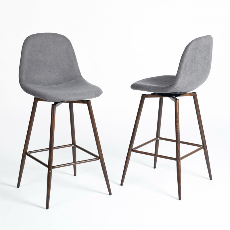 Gillham 360° Swivel Bar Height Stools Solid Back Bar Chairs with Backrest, Footrest for Kicthen/Bar