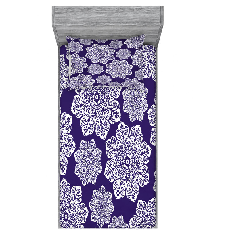 Microfiber Floral Sheet Set, Twin XL Sheet Set with Fitted Sheet