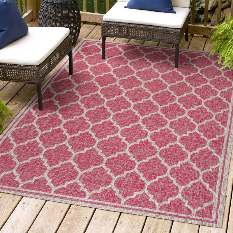 Tapis d'intérieur / extérieur gris treillis Trebol, Rectangle 5 pi 3 po x 7 pi 7 po