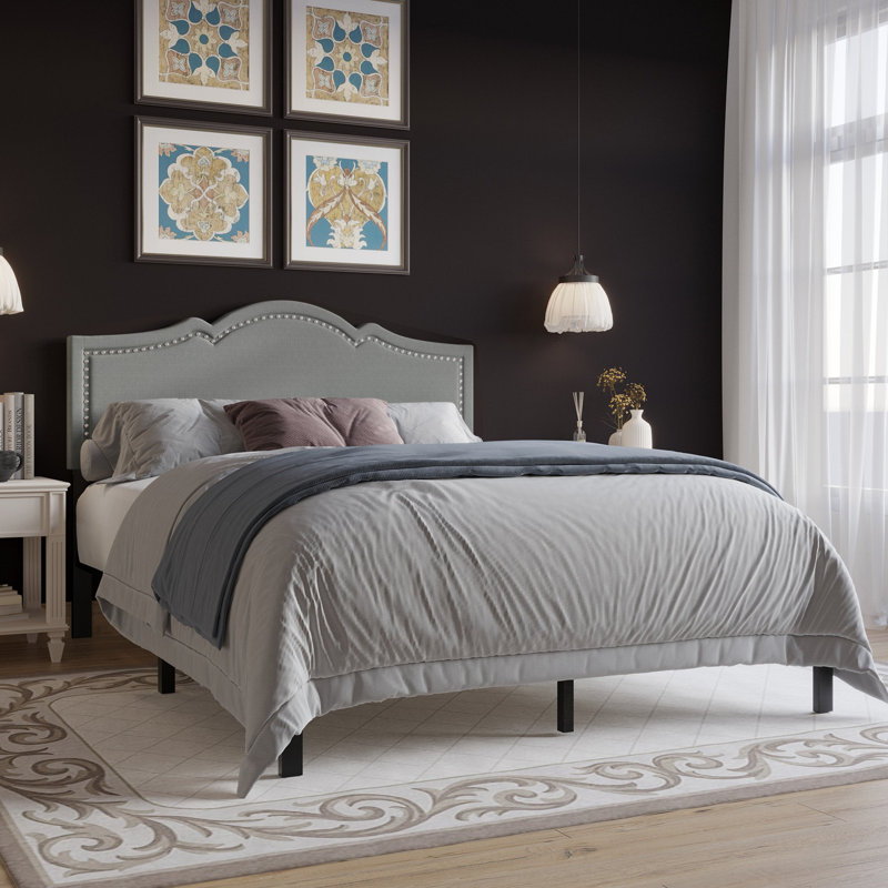 Katin Upholstered Platform Bed, Light Gray, King