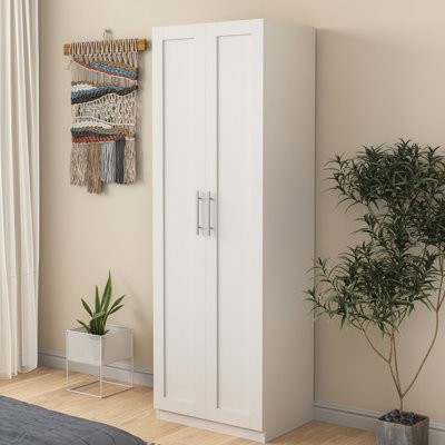 4 Storages High Wardrobe And Kitchen Cabinet, White, 2 Doors, 3 Partitions, 15mm Particle Board, Marvelous White Cabinet For Kitchen, Storages, Structure