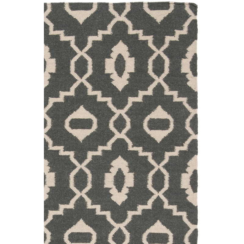 Rodgers Hand Woven Flat Weave Wool Geometric Rug, Square 6'
