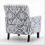 Fauteuil à motifs en mélange de polyester, structure en bois de bouleau massif avec pieds fuselés bruns, chaise d'appoint rembourrée de mousse avec garniture pour le bureau du salon