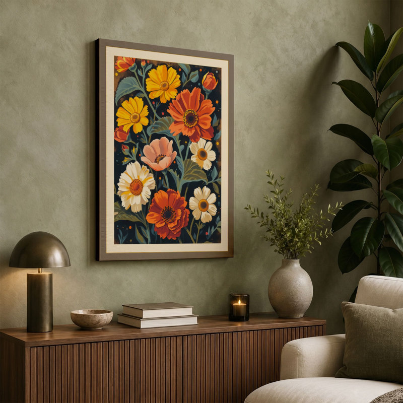 Blooming Florals Botanical - Wrapped Canvas, 30x20 - 76.2 x 50.8 cm, Black Border