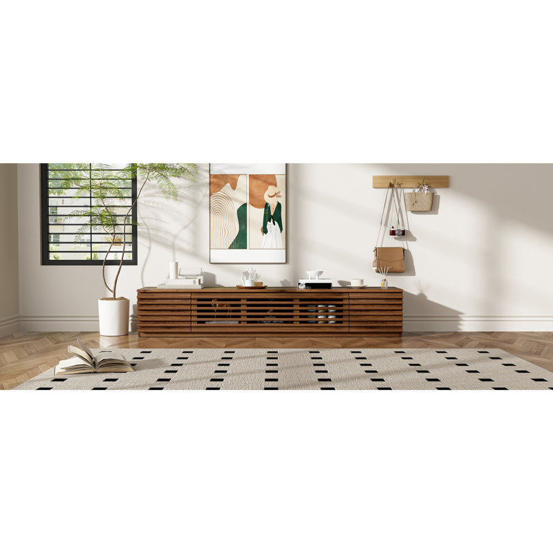 Meuble télé 78 po pour téléviseur de 85 po ou moins, centre de divertissement avec gestion des câbles et charnières à fermeture en douceur pour le salon