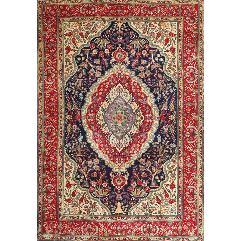 Tapis oriental en laine rouge, Rectangle 7 pi x 10 pi