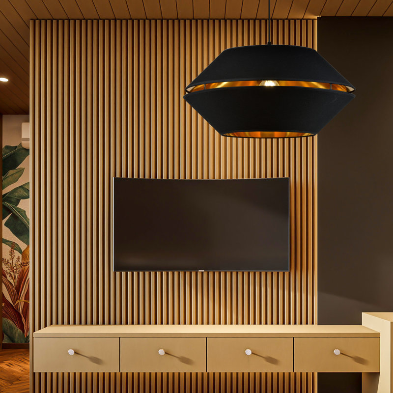Adreian 1 - Light Steel Unique/Statement Pendant, Black/Gold